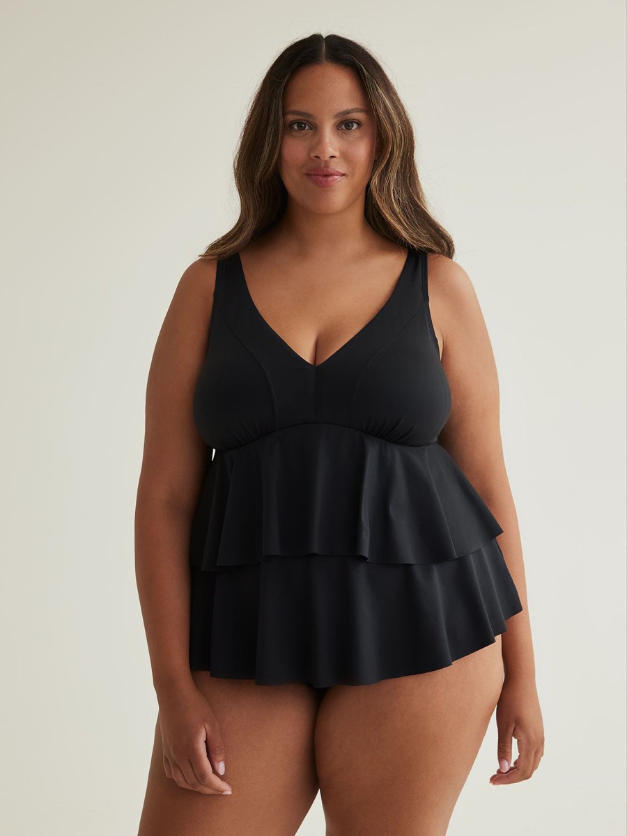 Clothing Penningtons | Black Ruffled Tankini