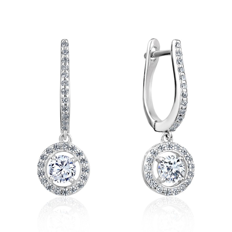 Accessories Penningtons | Club Rochelier 5A Cubic Zirconia Geometric Halo Drop Earrings - Penningtons