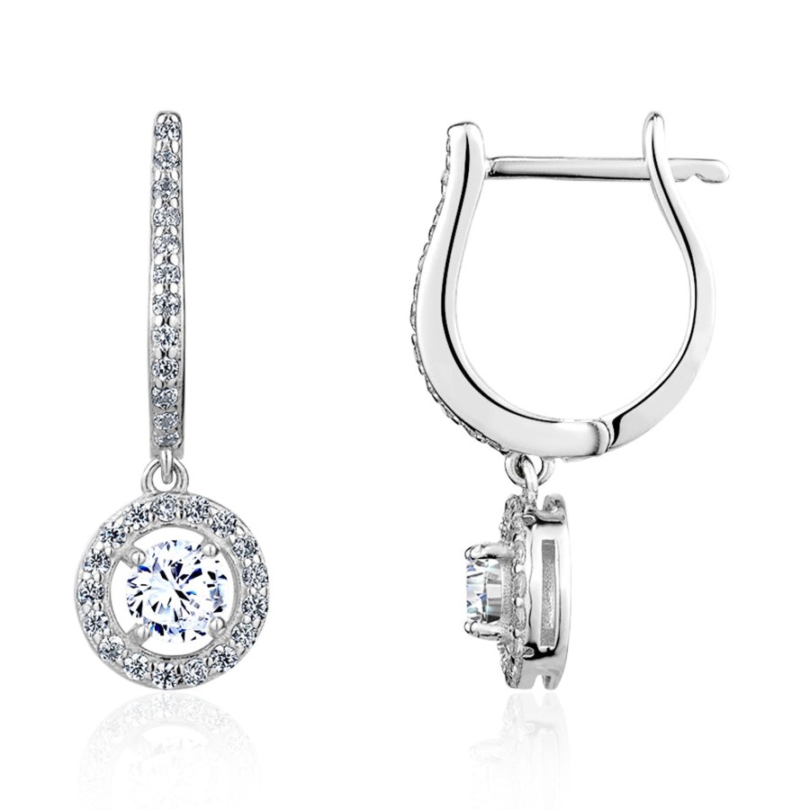 Accessories Penningtons | Club Rochelier 5A Cubic Zirconia Geometric Halo Drop Earrings - Penningtons