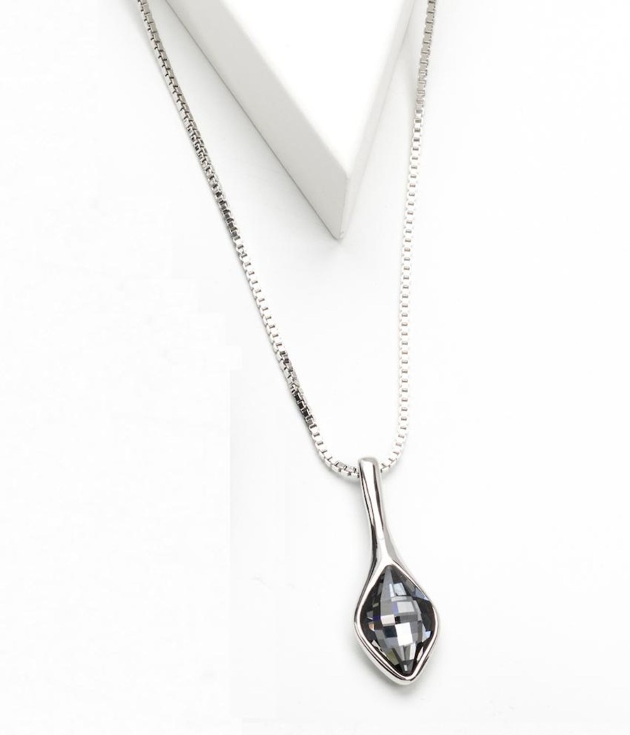 Accessories Penningtons | Rhodium Plated Crystal Marquis Pendant Necklace In Erinite - Callura - Penningtons