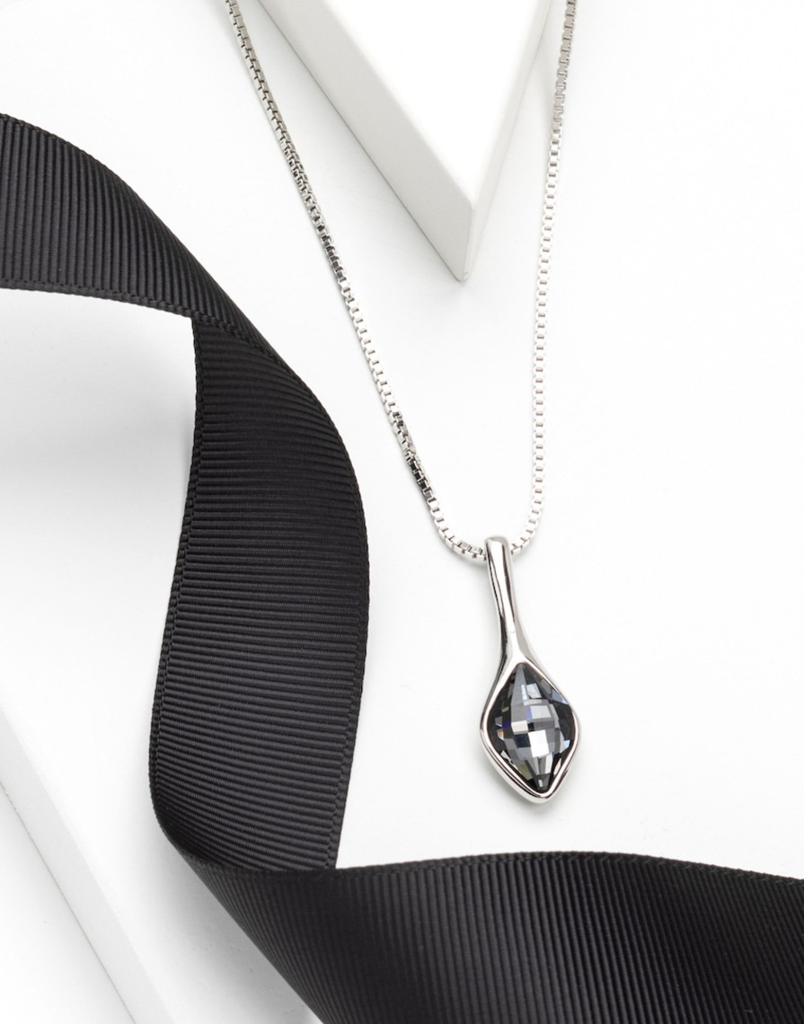 Accessories Penningtons | Rhodium Plated Crystal Marquis Pendant Necklace In Erinite - Callura - Penningtons