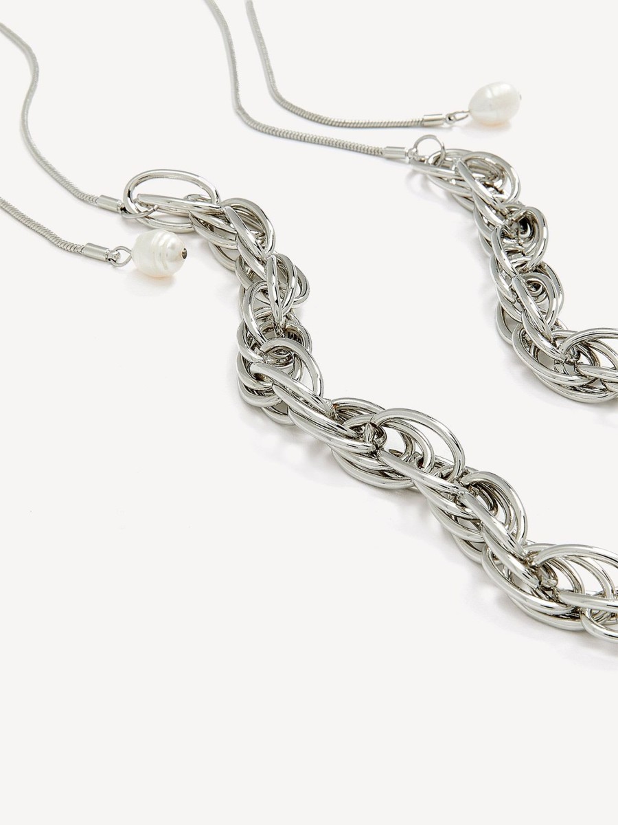 Accessories Penningtons | Twisted Chain Link Necklace With Pearl Drop