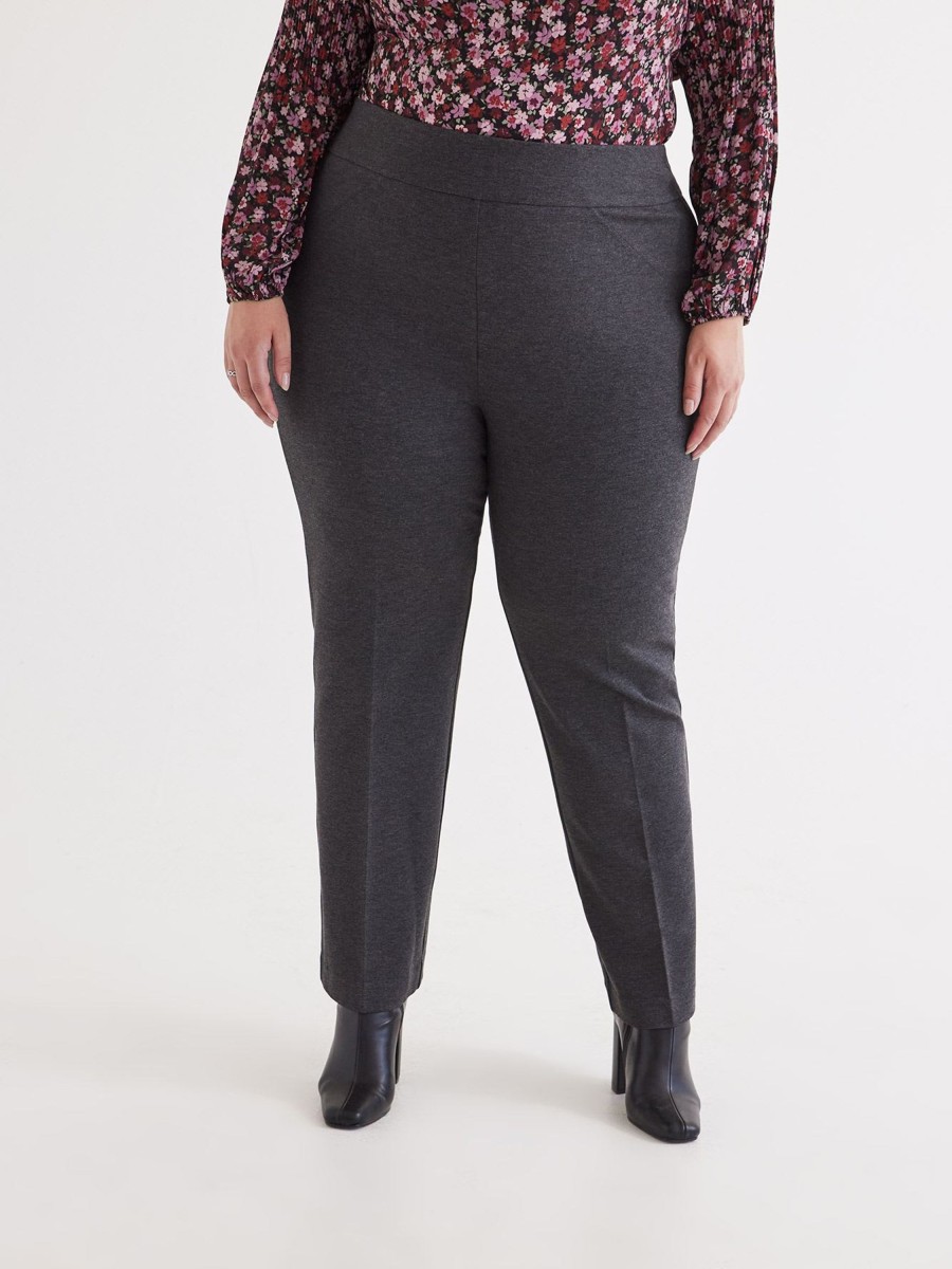 Clothing Penningtons | Heather Grey Essential Ponte De Roma Sculpting Straight-Leg Pant