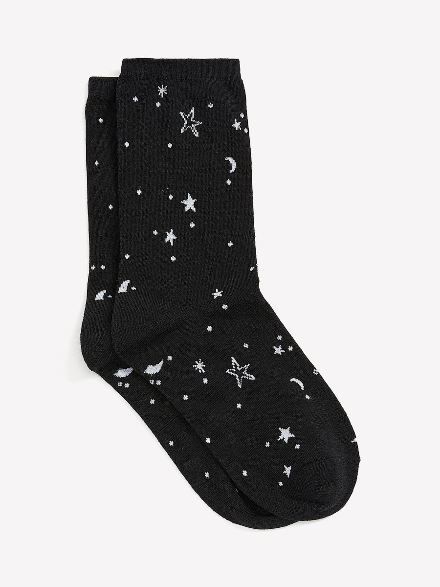 Accessories Penningtons | Crew Socks With Stars And Moon Print