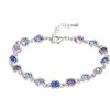 Accessories Penningtons | Rhodium Plated Crystal Tennis Bracelet In Violet And Light Sapphire - Callura - Penningtons