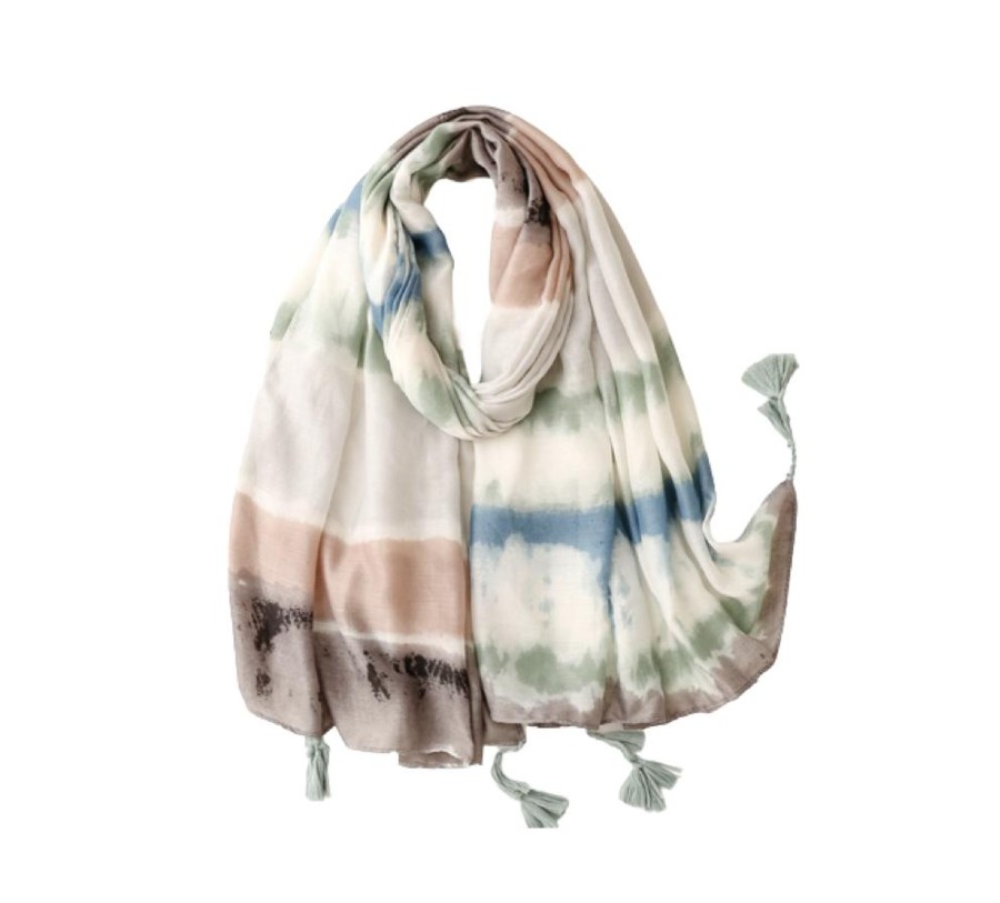 Accessories Penningtons | Muted Tie Dye Scarf With Tassels - Don'T Ask - Penningtons