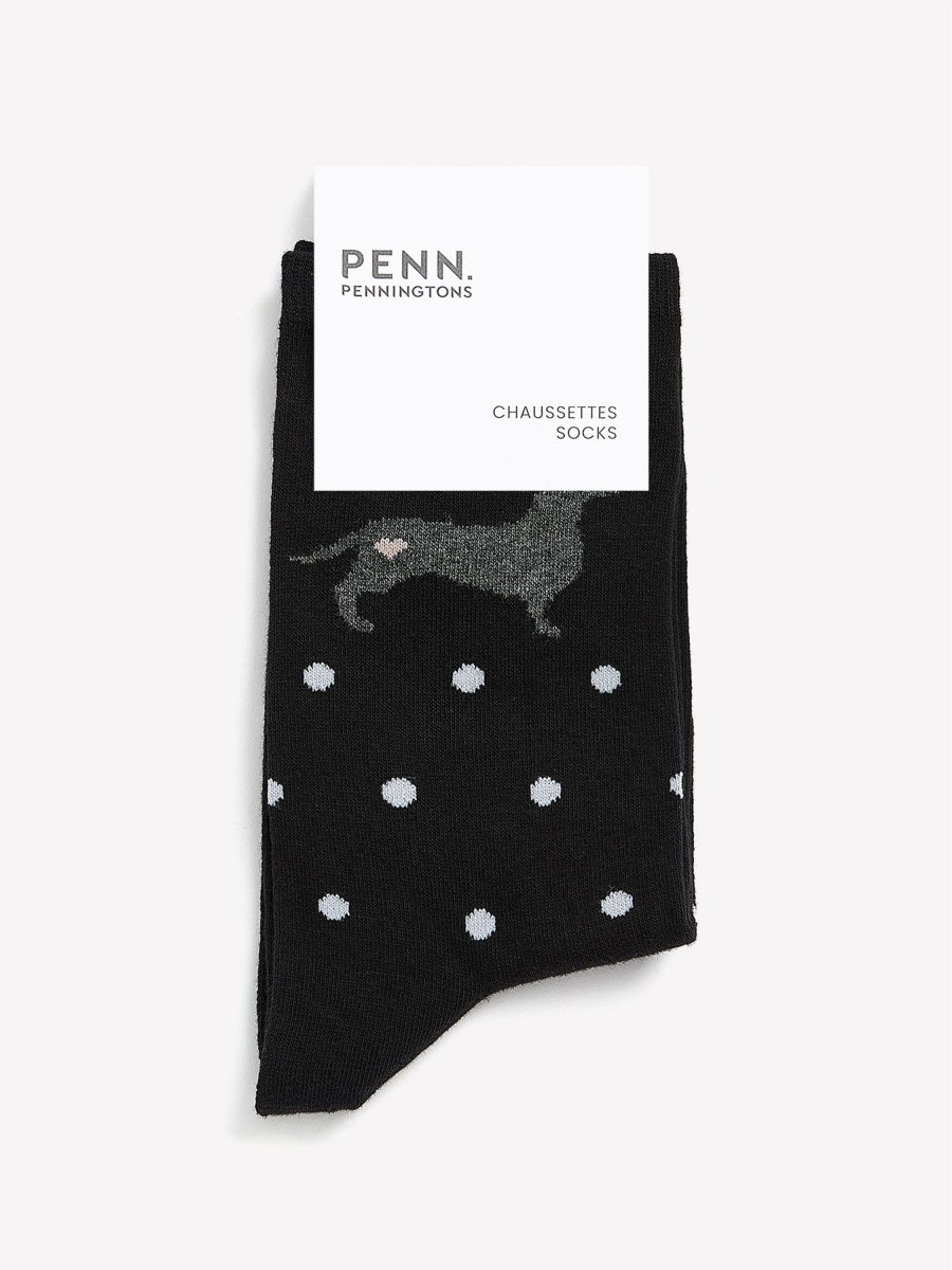 Accessories Penningtons | Crew Socks, Dots With Dog Print