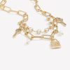 Accessories Penningtons | Chunky Link Necklace With Pearls And Lock Pendant