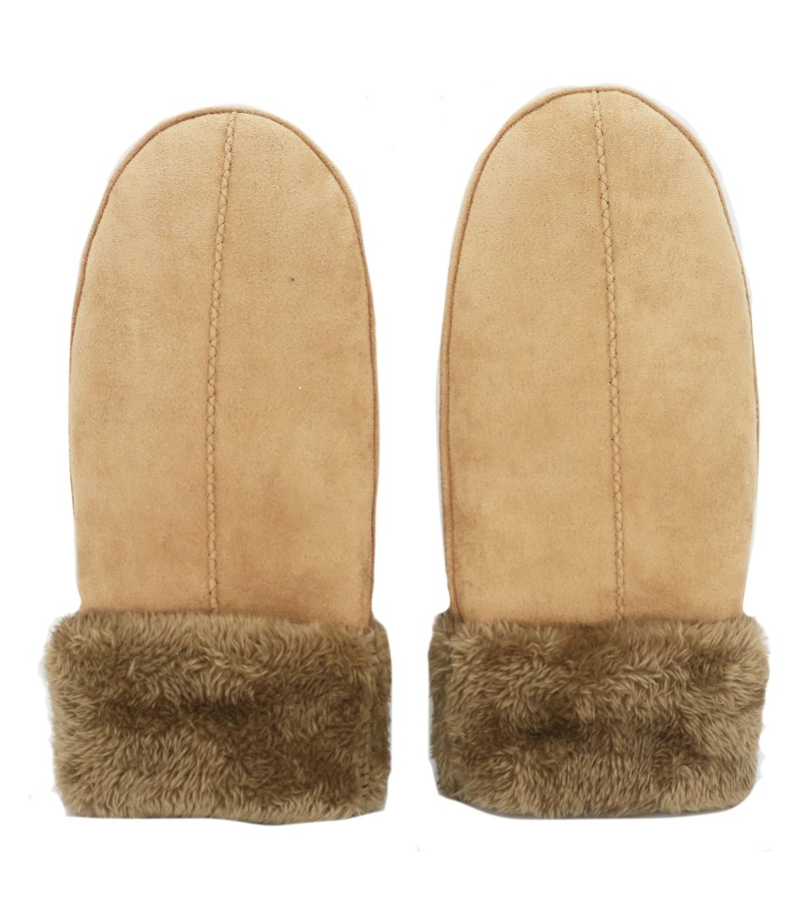 Accessories Penningtons | Club Rochelier Ladies Faux Suede Mitt With Sherpa Cufff - Penningtons