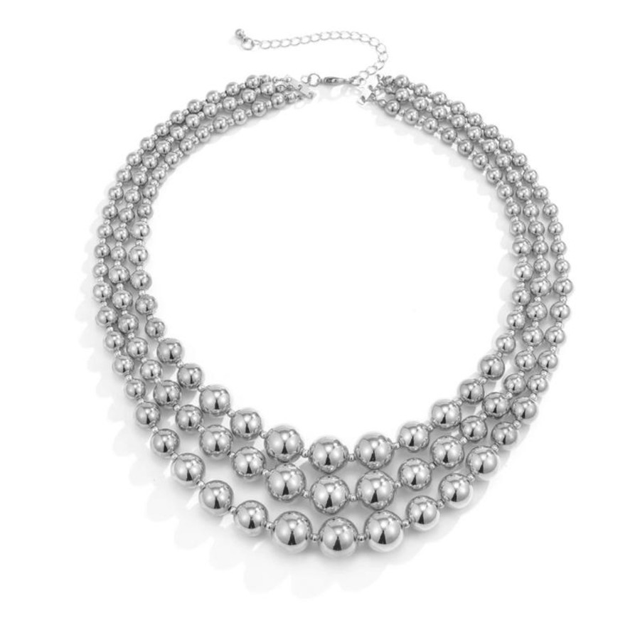 Accessories Penningtons | Silvertone Layered Graduated Beaded Necklace- Don'T Ask - Penningtons