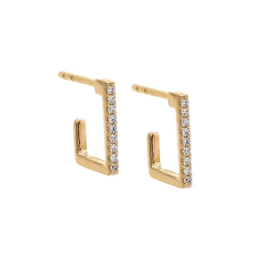 Accessories Penningtons | By Adina Eden -Diamond Pave Open Square Hoop Earring 14K - 14K Gold - Penningtons