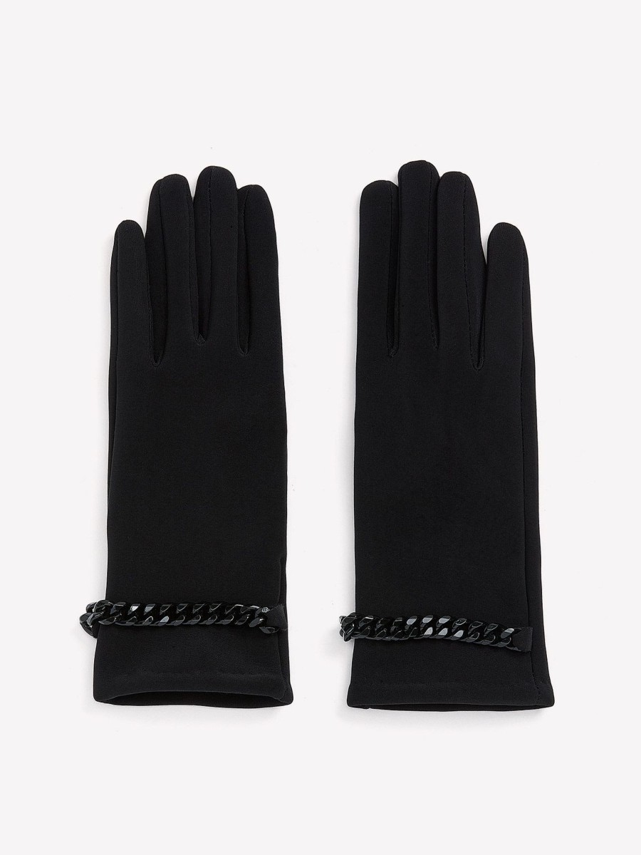 Accessories Penningtons | Black Scuba Gloves With Decorative Wrist Chain