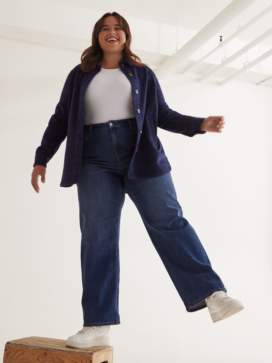 Clothing Penningtons | Responsible, Petite, Curvy-Fit High-Rise Wide-Leg Jeans, Dark Wash - D/C Jeans