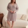 Lingerie Penningtons | Petite, Waffle Knit Henley Sleepshirt - Ti Voglio