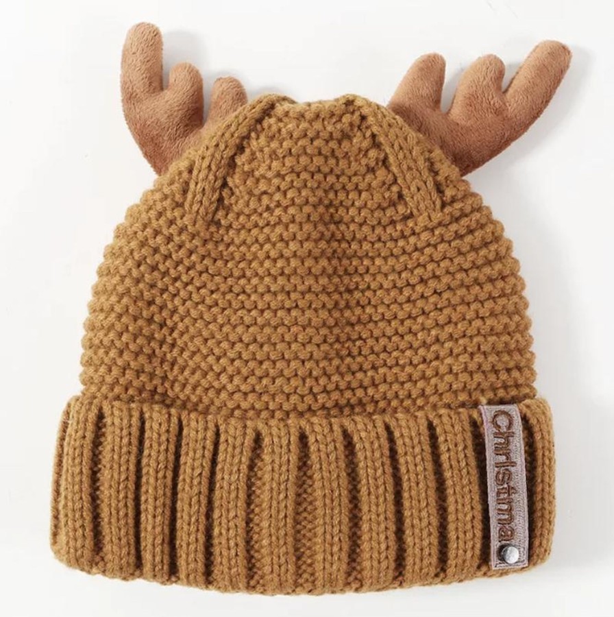 Accessories Penningtons | Cute Caramel Beanie Hat With Antlers- Don'T Ask - Penningtons