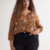 Clothing Penningtons | Floral Balloon-Sleeve Blouse With Built-In Cami