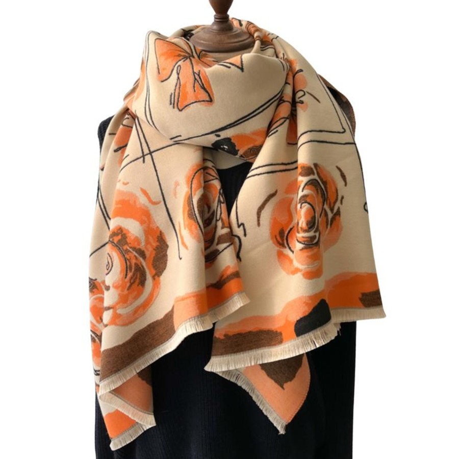 Accessories Penningtons | Luxurious And Warm Rose Throw And Scarf In Cantaloupe- Don'T Ask - Penningtons