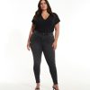 Addition Elle Penningtons Bottoms | Responsible, Black Curvy-Fit Jeggings With Rhinestone Side Seam - Addition Elle