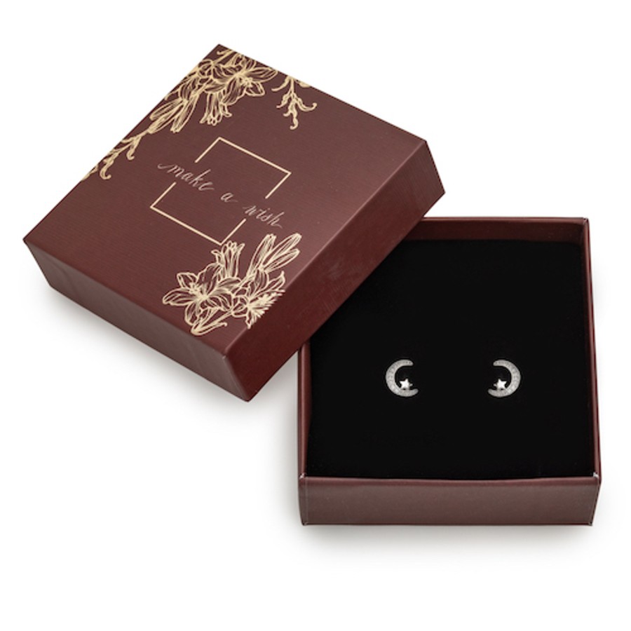 Accessories Penningtons | Holiday Gift Box With Crystal Pave Moon & Star Stud Earrings - Callura - Penningtons