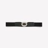 Accessories Penningtons | Black Elastic Belt With Rhinestone Oval Buckle