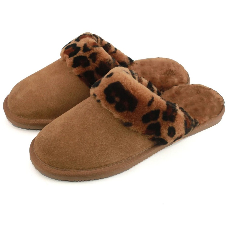 Shoes Penningtons | Eastern Counties Leather - Womens/Ladies Grace Leopard Print Sheepskin Slippers - Penningtons