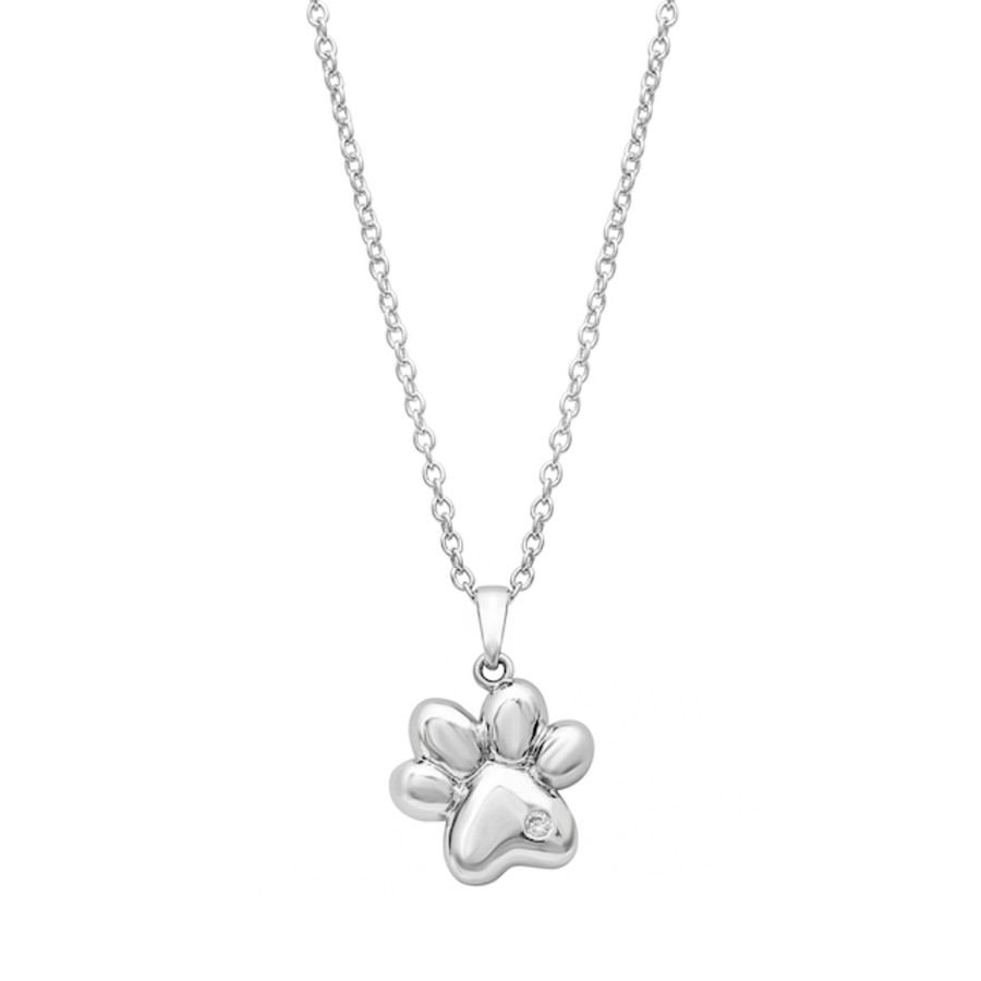 Accessories Penningtons | Holiday Gift Evenlope With Clear Crystal Dainty Paw Print Pendant Necklace - Callura - Penningtons