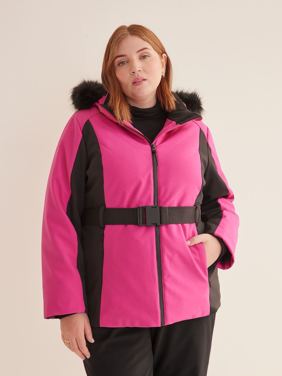 Clothing Penningtons | Responsible, Pink & Black Quilted Snow Jacket - Active Zone