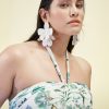 Addition Elle Penningtons Tops | Responsible, Floral Sleeveless Bustier Blouse With Neck Tie - Addition Elle