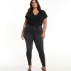 Clothing Penningtons | Responsible, Black Curvy-Fit Jeggings With Rhinestone Side Seam - Addition Elle