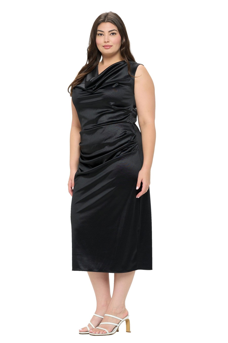 Clothing Penningtons | Satin Cowl Neck Midi Dress - L I V D - Penningtons