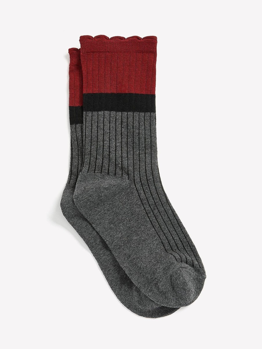 Accessories Penningtons | Colourblock Scallop-Edge Crew Socks