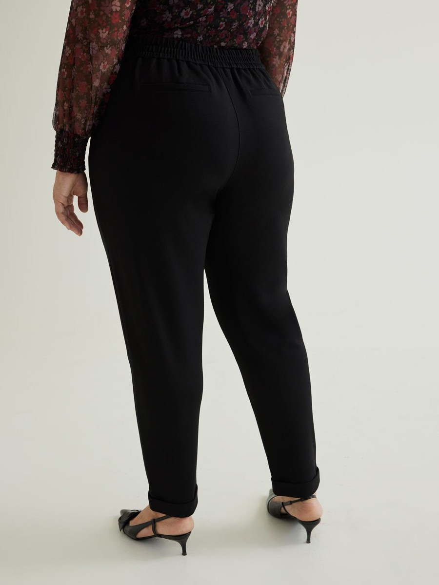 Clothing Penningtons | Petite, Black Essential Ponte De Roma Tapered-Leg Pant