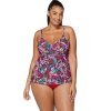 Clothing Penningtons | Floral-Print Aeries Tankini Top - Raisins Curve