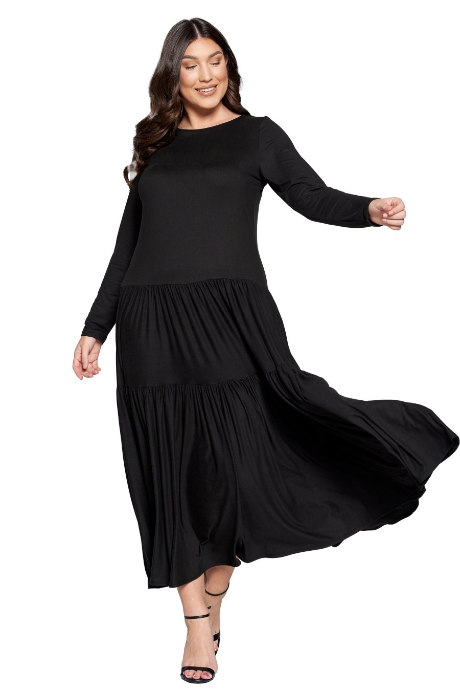 Clothing Penningtons | Tiered Maxi Dress With Long Sleeves - L I V D - Penningtons