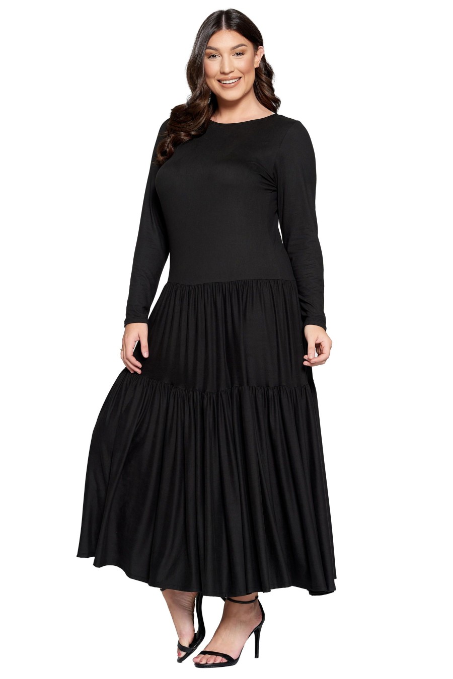 Clothing Penningtons | Tiered Maxi Dress With Long Sleeves - L I V D - Penningtons