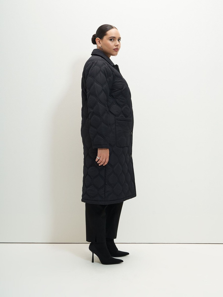 Clothing Penningtons | Responsible, Long Black Quilted Jacket - Addition Elle