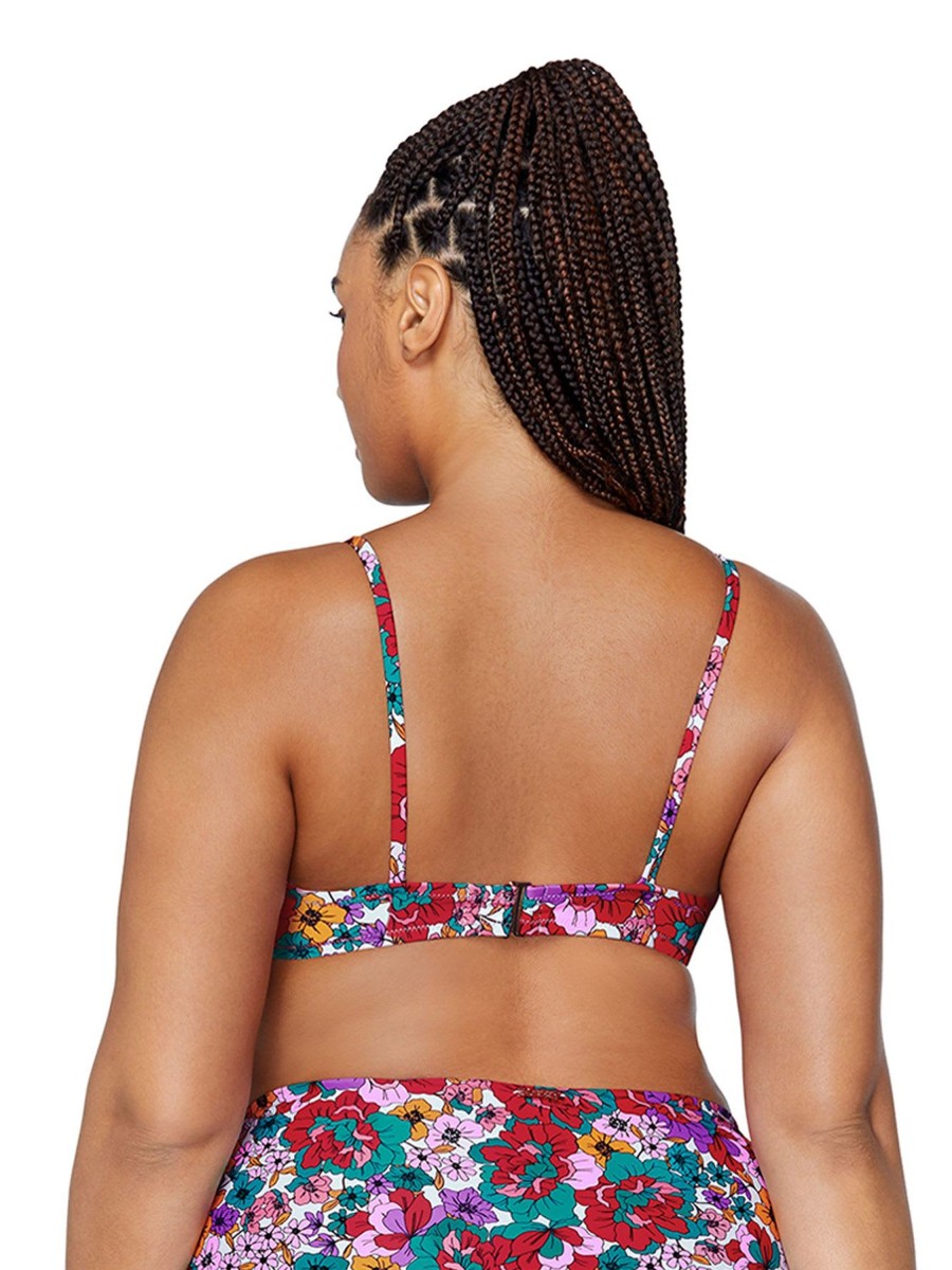 Clothing Penningtons | Floral-Print Collina Bra Swim Top - Raisins Curve