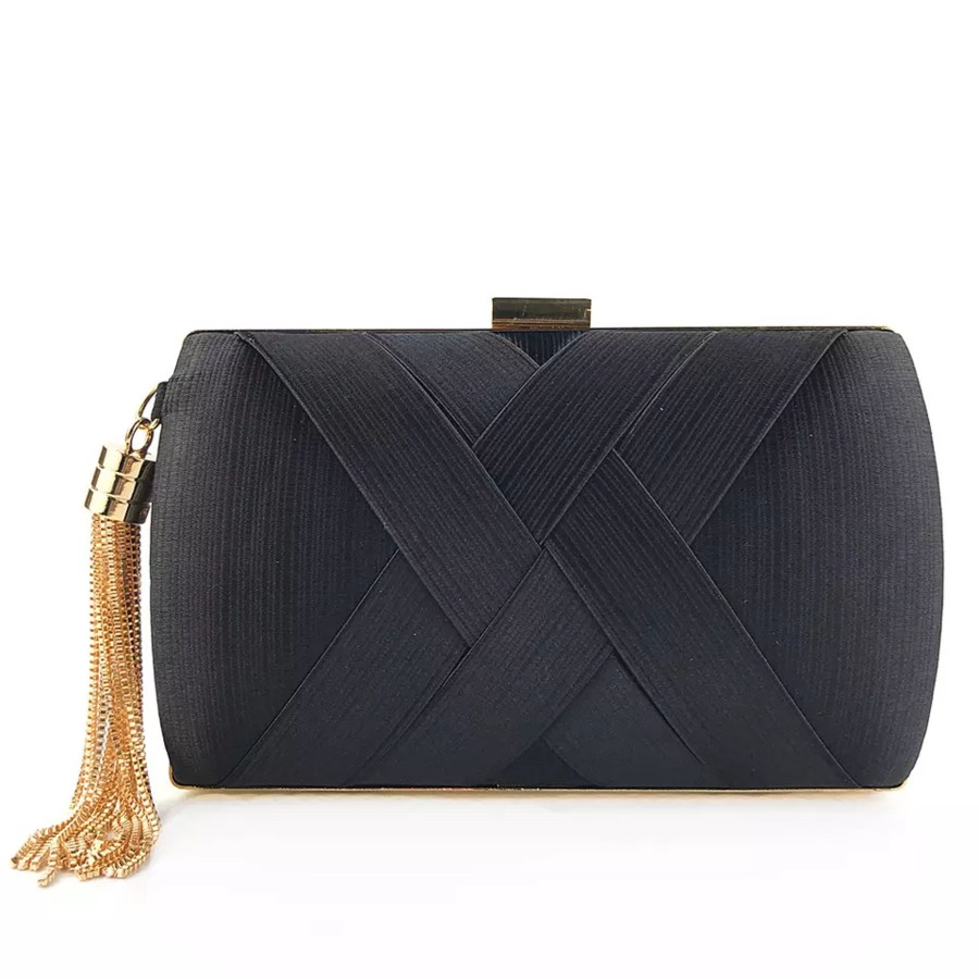 Accessories Penningtons | Goldtone Classic Crossover Clutch In Black - Don'T Ask - Penningtons