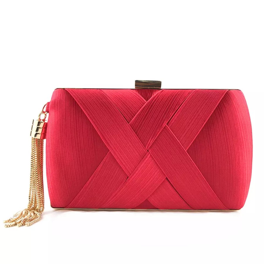 Accessories Penningtons | Goldtone Classic Crossover Clutch In Red - Don'T Ask - Penningtons