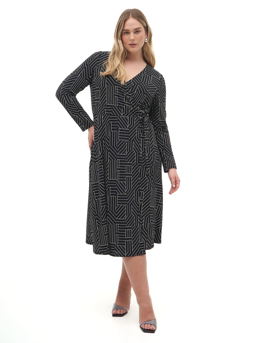 Clothing Penningtons | Knit Wrap Printed Dress - Addition Elle