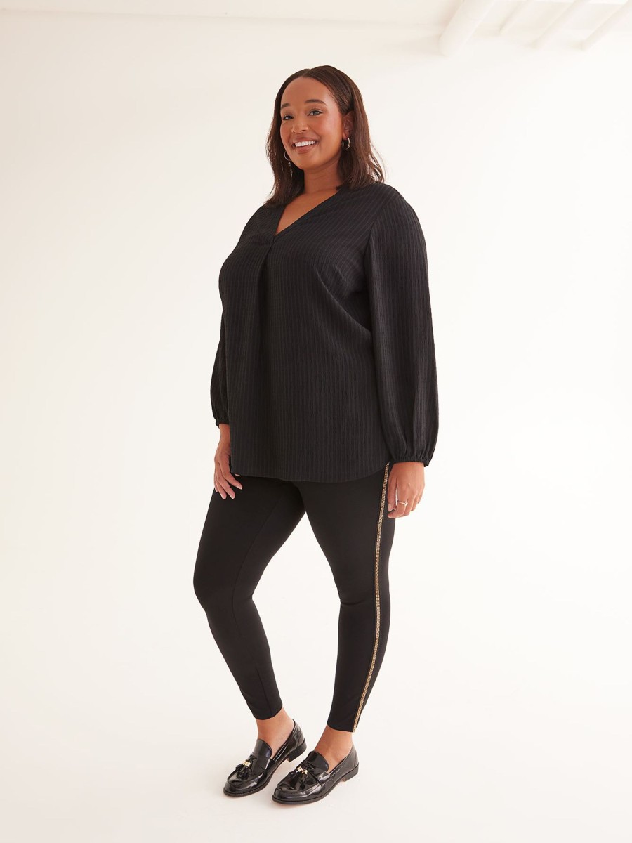 Clothing Penningtons | Black Ponte De Roma Legging With Decorative Side Trim - Penn. Essentials