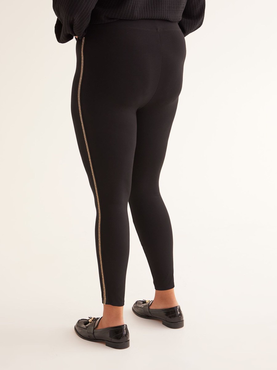 Clothing Penningtons | Black Ponte De Roma Legging With Decorative Side Trim - Penn. Essentials