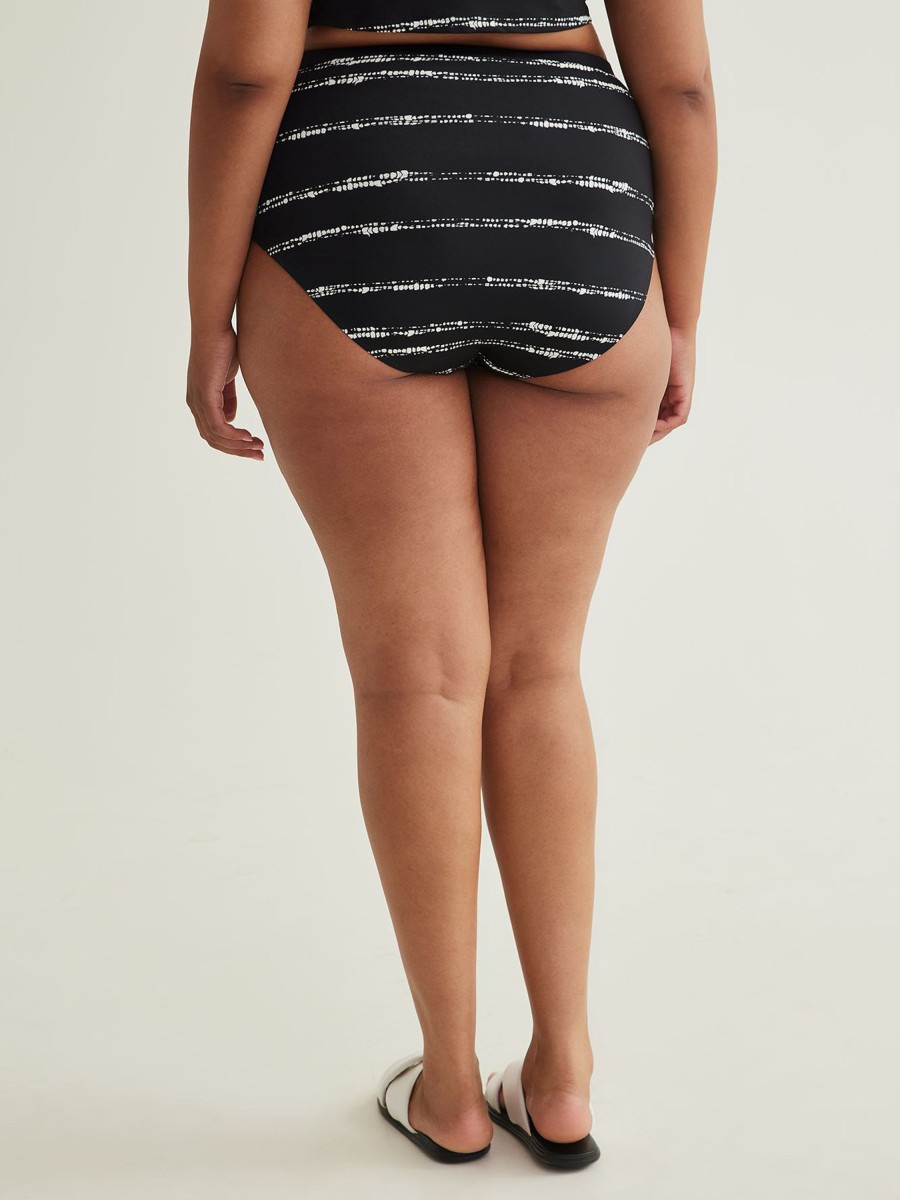 Clothing Penningtons | Black Dotted Stripe High-Waisted Swim Brief