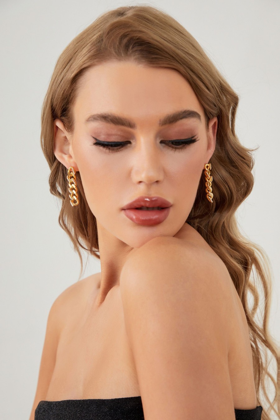 Accessories Penningtons | Classicharms-Gold Rhinestone Chain Drop Earrings - Penningtons