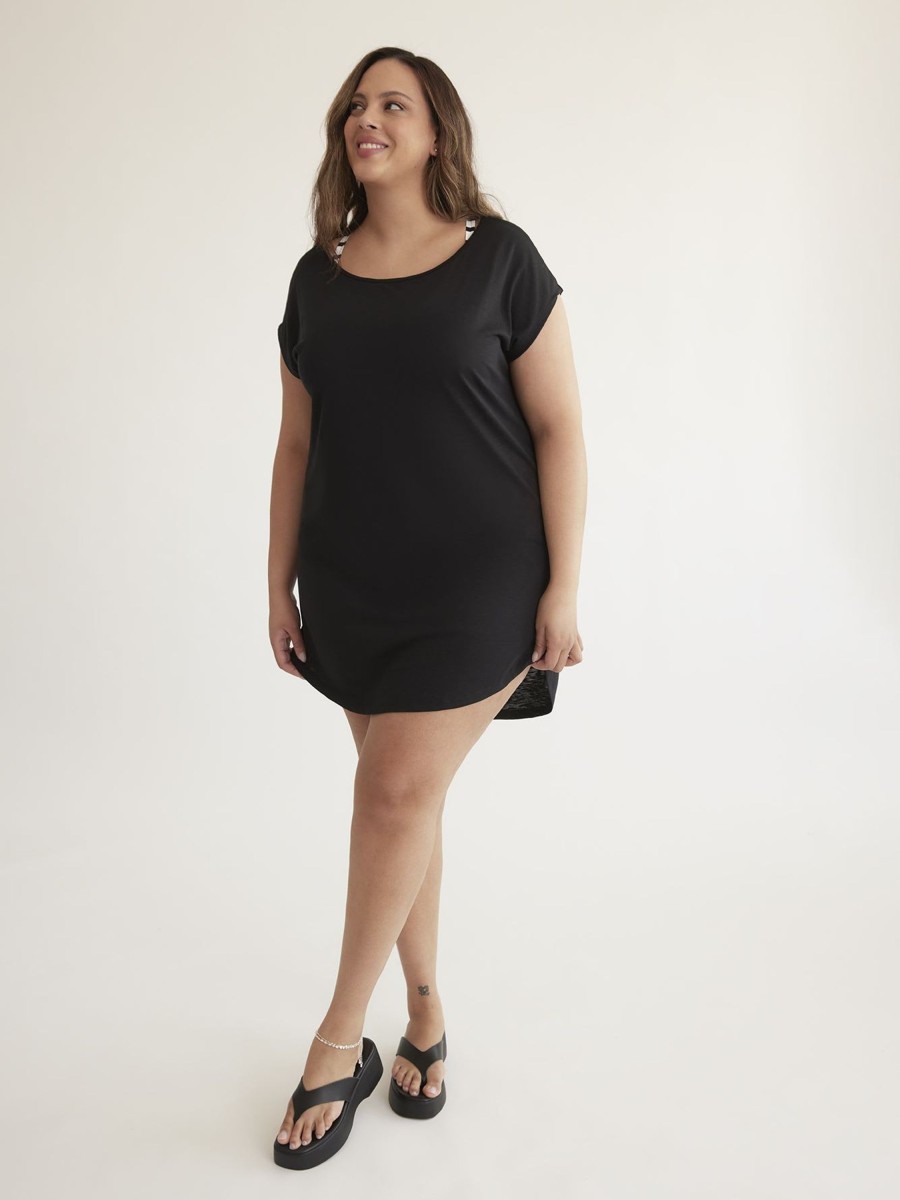 Clothing Penningtons | Black Slub Jersey Swim Cover-Up