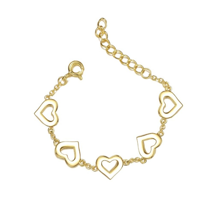 Accessories Penningtons | Rg 14K Yellow Gold Plated Forever Heart Toddler Bracelet, Adjustable In Length - Penningtons