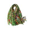 Accessories Penningtons | Green Tropical Scarf With Tassels - Don'T Ask - Penningtons