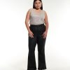 Addition Elle Penningtons Bottoms | Curvy-Fit Coated Black Flared Leg Jeans - Addition Elle