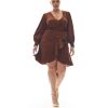 Addition Elle Penningtons Dresses | Short Ruffled Wrap Dress With Jewel Cuff Buttons - Addition Elle