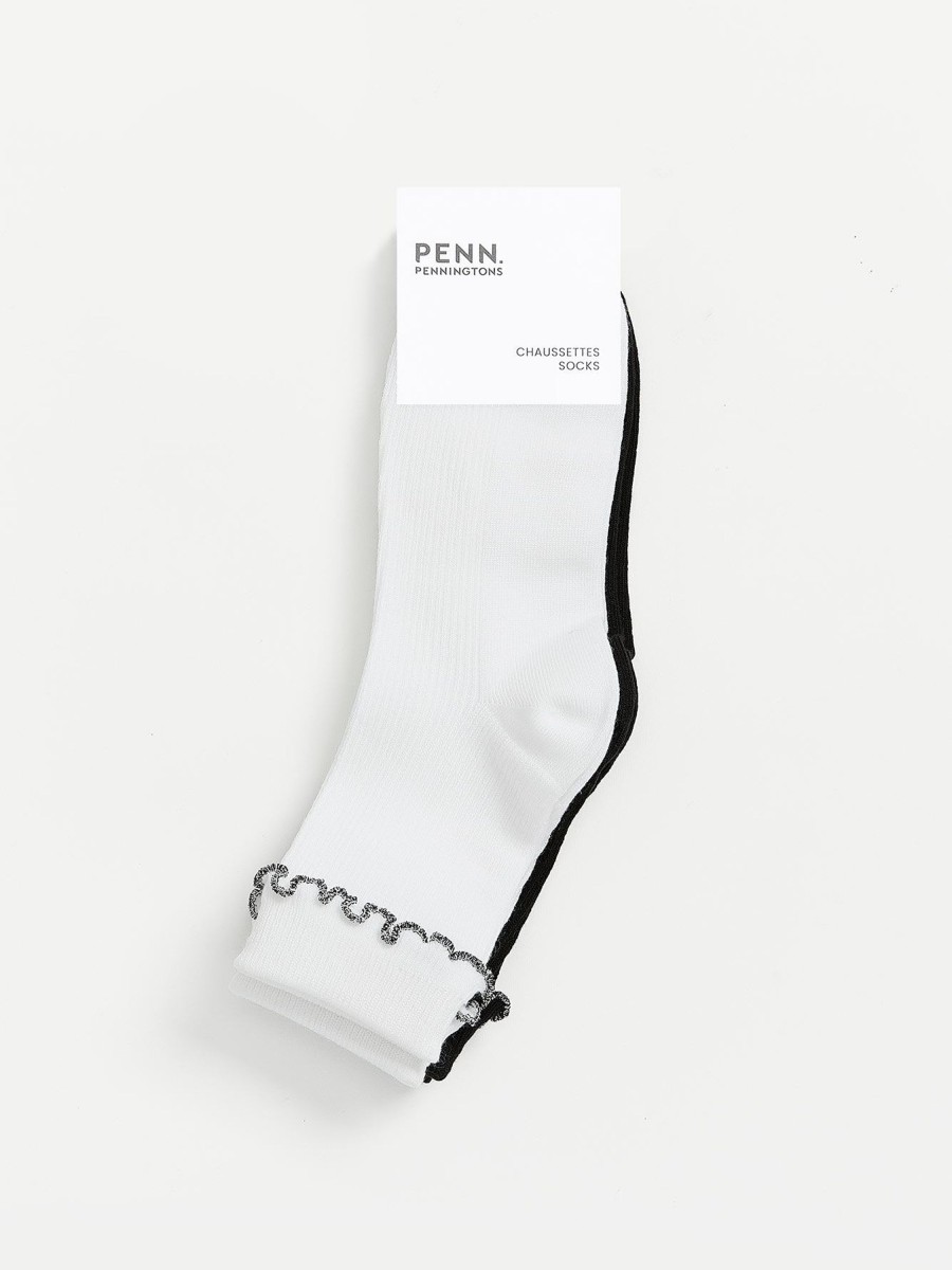 Accessories Penningtons | Short Lurex Lettuce-Edge Crew Socks, Set Of 2